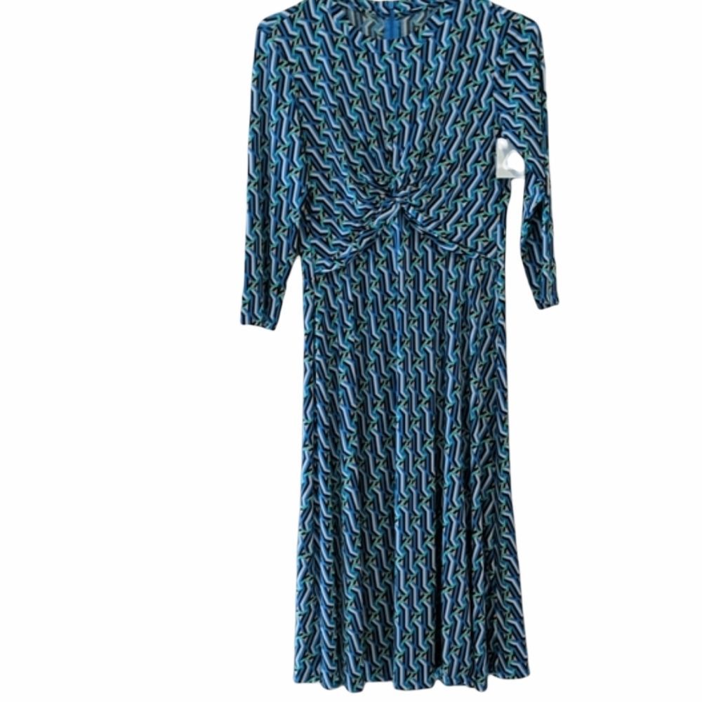 Patterned A-Line Dress Women's Business Casual Dress Long Sleeve Dresses